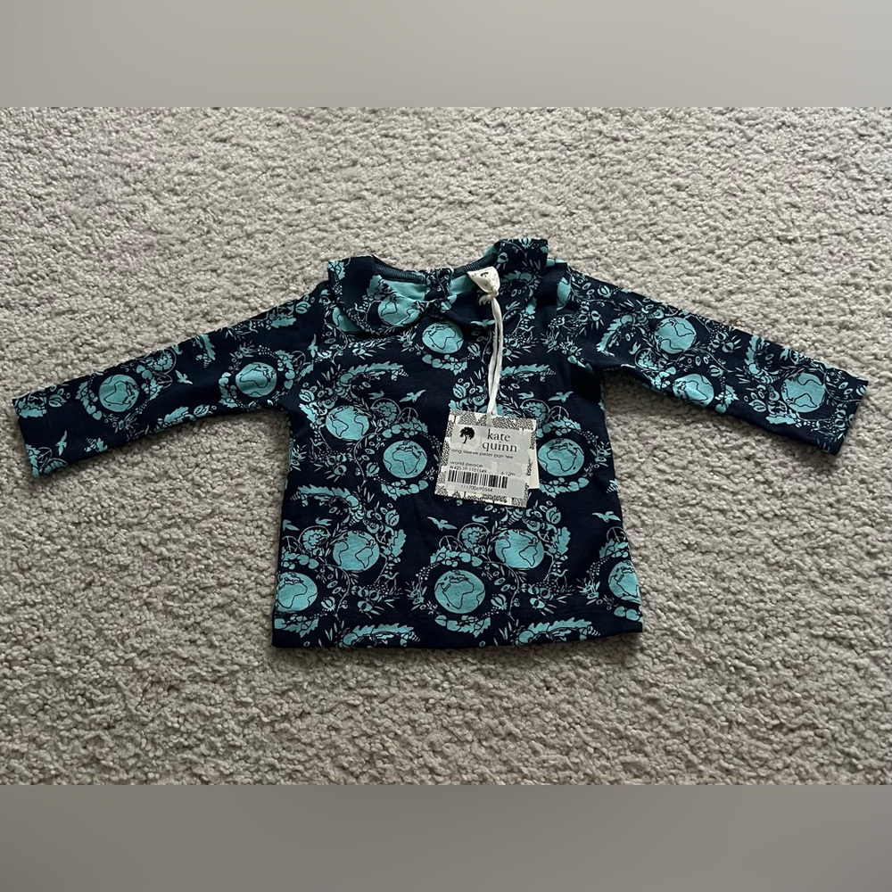Kate Quinn Long Sleeve Peter Pan Tee World Peace 6-12 Months